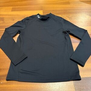 Under Armour ColdGear Mock Neck Blk YLG Youth L Fitted Shirt Boys Football L/S